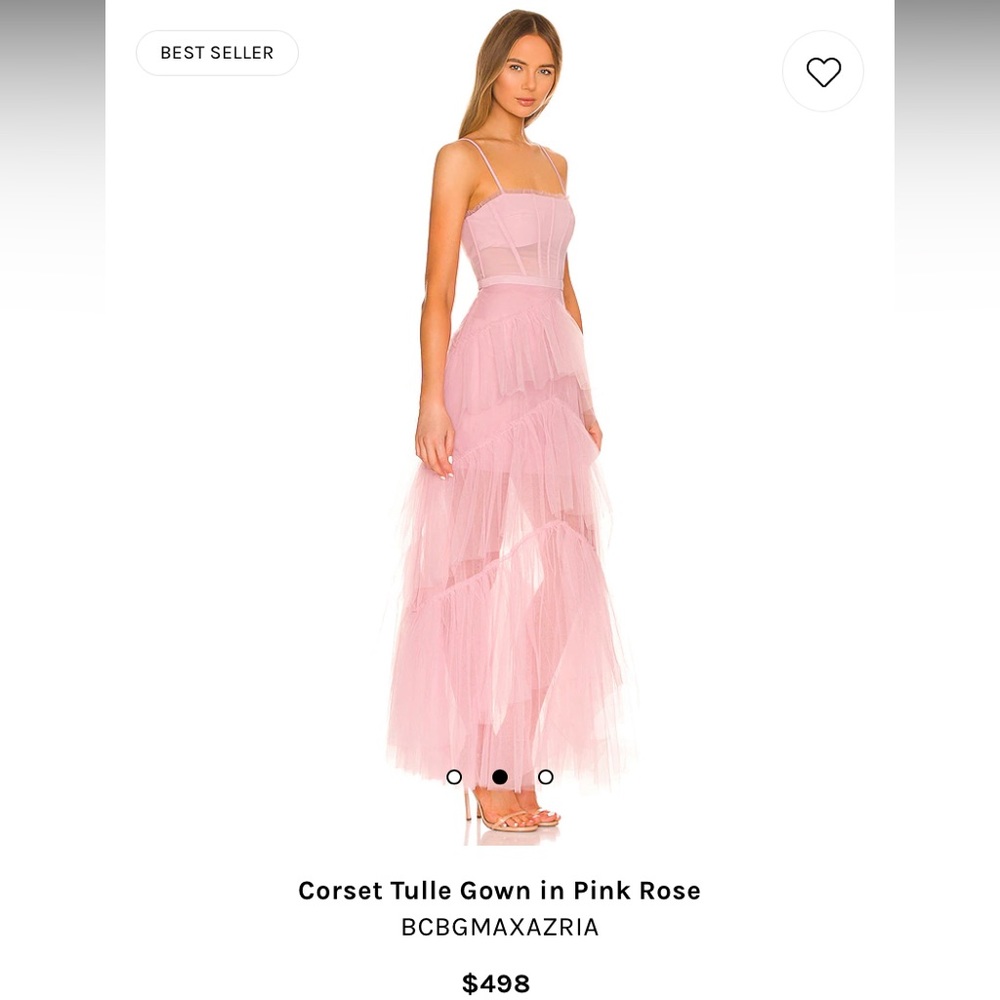 BCBG Corset Tulle Gown in Pink Rose